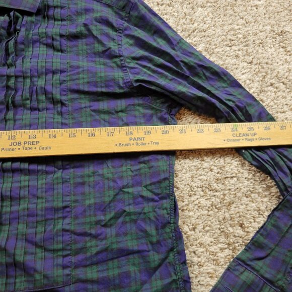 Bonobos Shirt Mens 16.5 35 Blue Green Slim Fit French Cuff Button Down Plaid - Picture 4 of 7